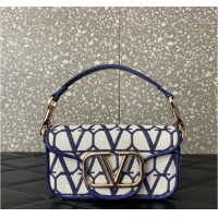 Super Quality VALENTINO V logo MINI LOCO sheepskin and fabric bags B0L97 Blue