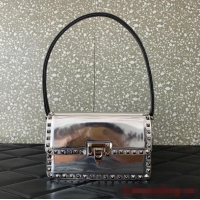 New Style VALENTINO GARAVANI ROCKSTUD23 calfskin bag AZS098 silver