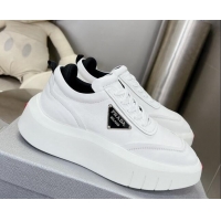 Luxury Prada Leather Platform Sneakers 5cm White 026022