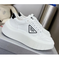 Low Cost Prada Leather Platform Sneakers 5cm White 026026