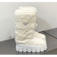 Trendy Design Prada Shearling Apres-Ski Medium Boots White 026040