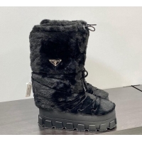 Shop Duplicate Prada Shearling Apres-Ski Medium Boots Black 026041