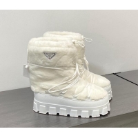 Lowest Price Prada Shearling Apres-Ski Ankle Boots White 026044