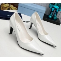 Purchase Prada Brushed Leather Pumps 8.5cm White 118001