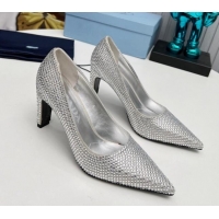 Best Product Prada Crystal Allover Pumps 8.5cm Silver 118008