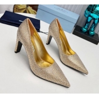 Good Product Prada Crystal Allover Pumps 8.5cm Gold 118009