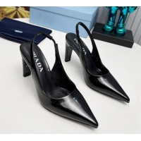 Purchase Prada Brushed Slingback Pumps 8.5cm Black 118015