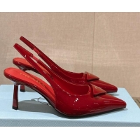 Luxurious Prada Patent leather slingback pumps 7.5cm Cherry Red 202037