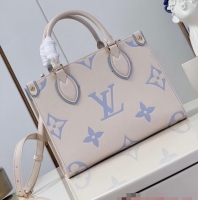 Famous Brand Louis Vuitton ONTHEGO PM M24533 Beige&Light blue