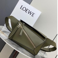 Promotional Loewe Small Classic Leather Puzzle Fanny Pack 02963 Dark Green