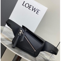 Buy Fashionable Loewe mini Classic Leather Puzzle Fanny Pack 02948 Black