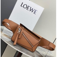 Famous Brand Loewe mini Classic Leather Puzzle Fanny Pack 02948 Brown