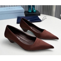 Super Prada Satin Pumps 4cm Brown 202057