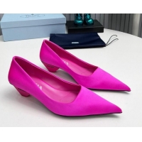 Good Quality Prada Satin Pumps 4cm Dark Pink 202059