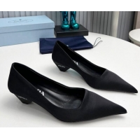 Best Grade Prada Satin Pumps 4cm Black 202061