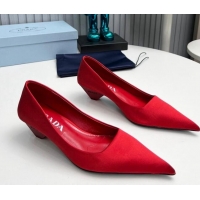 Pretty Style Prada Satin Pumps 4cm Red 202062