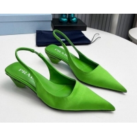 Popular Style Prada Satin Slingback Pumps 4cm Green 202065