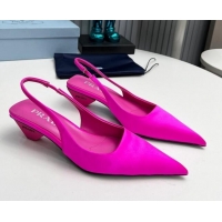 Unique Style Prada Satin Slingback Pumps 4cm Dark Pink 202066 