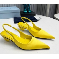 Low Cost Prada Satin Slingback Pumps 4cm Yellow 202067