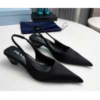 Low Price Prada Satin Slingback Pumps 4cm Black 202070