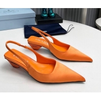 Most Popular Prada Satin Slingback Pumps 4cm Orange 202071