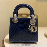 Famous Brand Dior Mini Lady Dior Bag in Python Leather CD2116 Deep Blue 2023