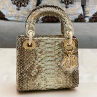 Buy Fashionable Dior Mini Lady Dior Bag in Python Leather CD2116 Gold/Grey 2023