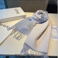 Best Price Loewe Wool Cashmere Scarf 30x180cm LE122101 Light Blue 2023