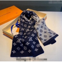 Shop Best Louis Vuitton Monogram Denim Cashmere Shawl Scarf 30x180cm LV122102 Dark Blue 2023