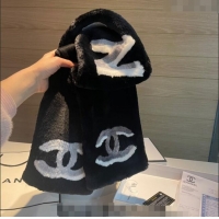 Promotional Chanel Fur and Cashmere Long Scarf 20x120cm 1221 Black 2023