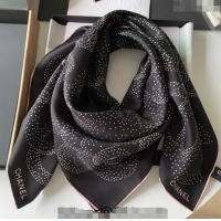 Pretty Style Chanel Silk Sqaure Scarf 90x90cm CH122101 Black 2023