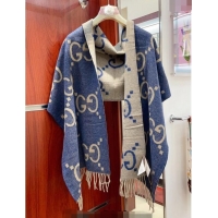 Top Quality Gucci Wool Long Scarf 45x200cm GG122103 Blue/Brown 2023