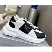 Low Cost Prada Men's Leather Platform Sneakers White/Black 214025