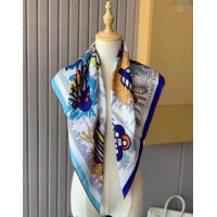 Reasonable Price Hermes Botanical Silk Sqaure Scarf 90x90cm H1221 Blue 2023