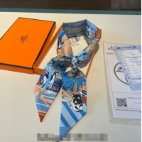 Promotional Hermes Silk Twilly Bandeau Scarf 5x86cm 1221 Light Blue 2023