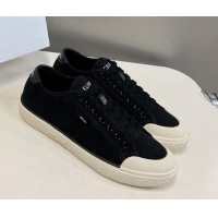 Grade Quality Celine AS-01 Low Lace-up Alan Sneakers with Triomphe Patch in Canvas Black 204090