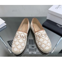 Top Design Celine Flat Espadrilles in Triomphe Canvas with Celine Signature White 204093