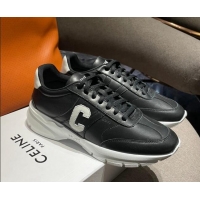 Most Popular Celine Runner CR-02 Low Lace-up Sneakers in Calfskin Black1/White 1218104