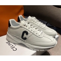 Unique Style Celine Runner CR-02 Low Lace-up Sneakers in Calfskin White1/Black 1218105