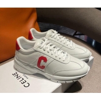 Low Cost Celine Runner CR-02 Low Lace-up Sneakers in Calfskin White/Red 1218106