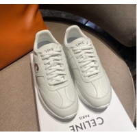 Top Grade Celine Runner CR-02 Low Lace-up Sneakers in Calfskin White/Silver 1218107