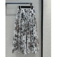 Best Price Dior Flared Mid-Length Skirt D111033 White 2023