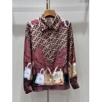 Good Product Fendi Silk Shirt F112426 Brown 2023