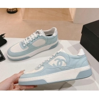 Unique Chanel Cotton Sneakers G45352 Light Blue 120049