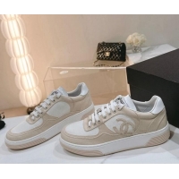 Feminine Chanel Cotton Sneakers G45352 Beige 120052 