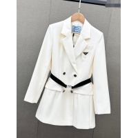 ​Good Quality Prada Jacket with Belt P110949 White 2023