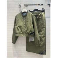 Inexpensive Prada Padded Jacket and Skirt P112409 Green 2023