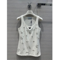 Good Quality Prada Crystal Vest P112412 White 2023