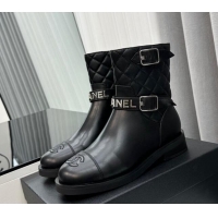 Low Price Chanel Calfskin Ankle Boots with Buckle Black 201016