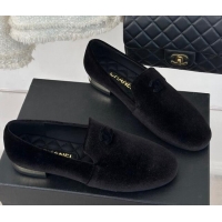 Stylish Chanel Velvet Loafers G45271 Black 201028